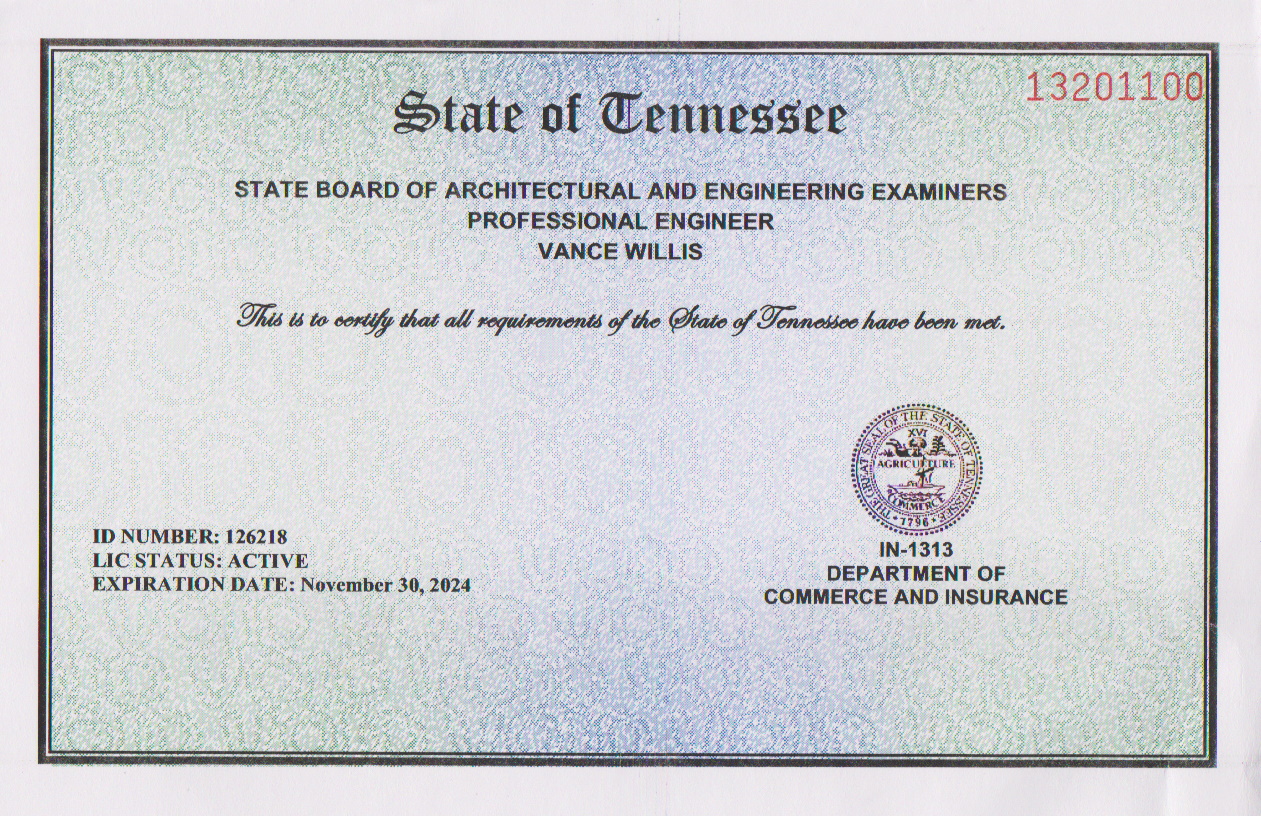 TENNESSEE PROFESSIONAL ENGINEER REQUIREMENTS visual data 4